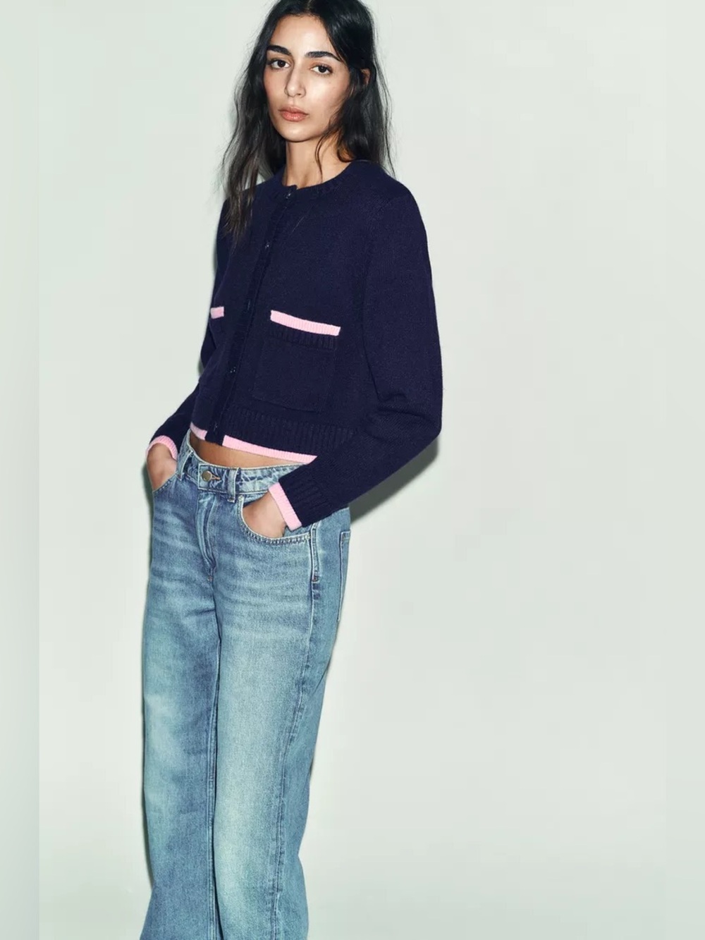 NWT Zara COMBINED KNIT CARDIGAN